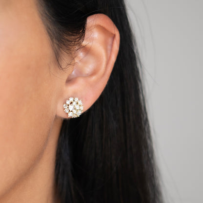 Golden Floral Cluster Studs