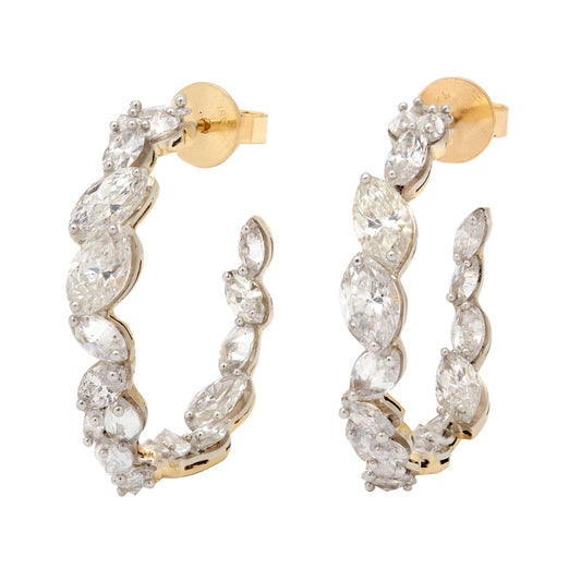 Large Marquise Diamond Hoops