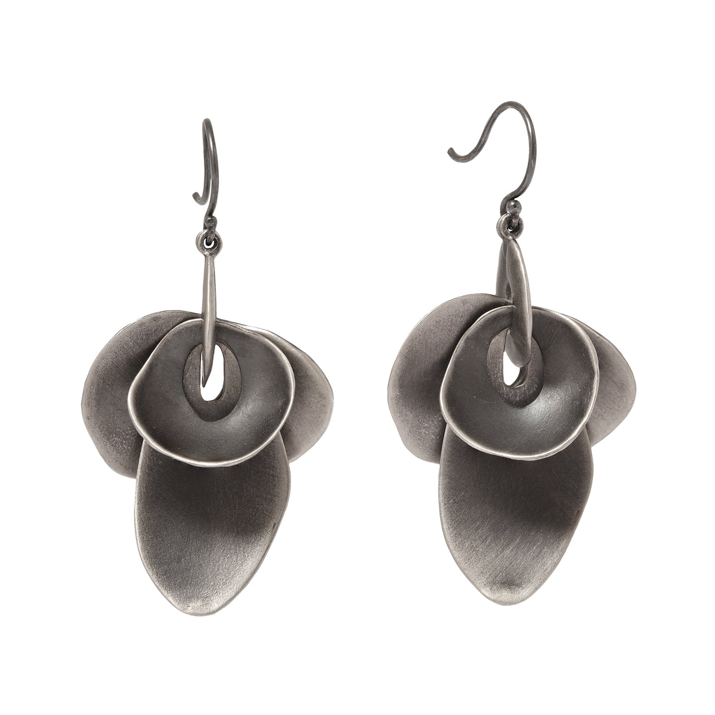 Large Silver Orchid Earrings