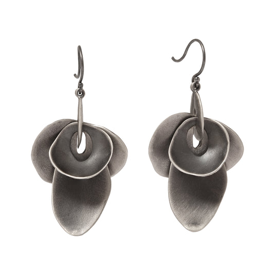 Large Silver Orchid Earrings