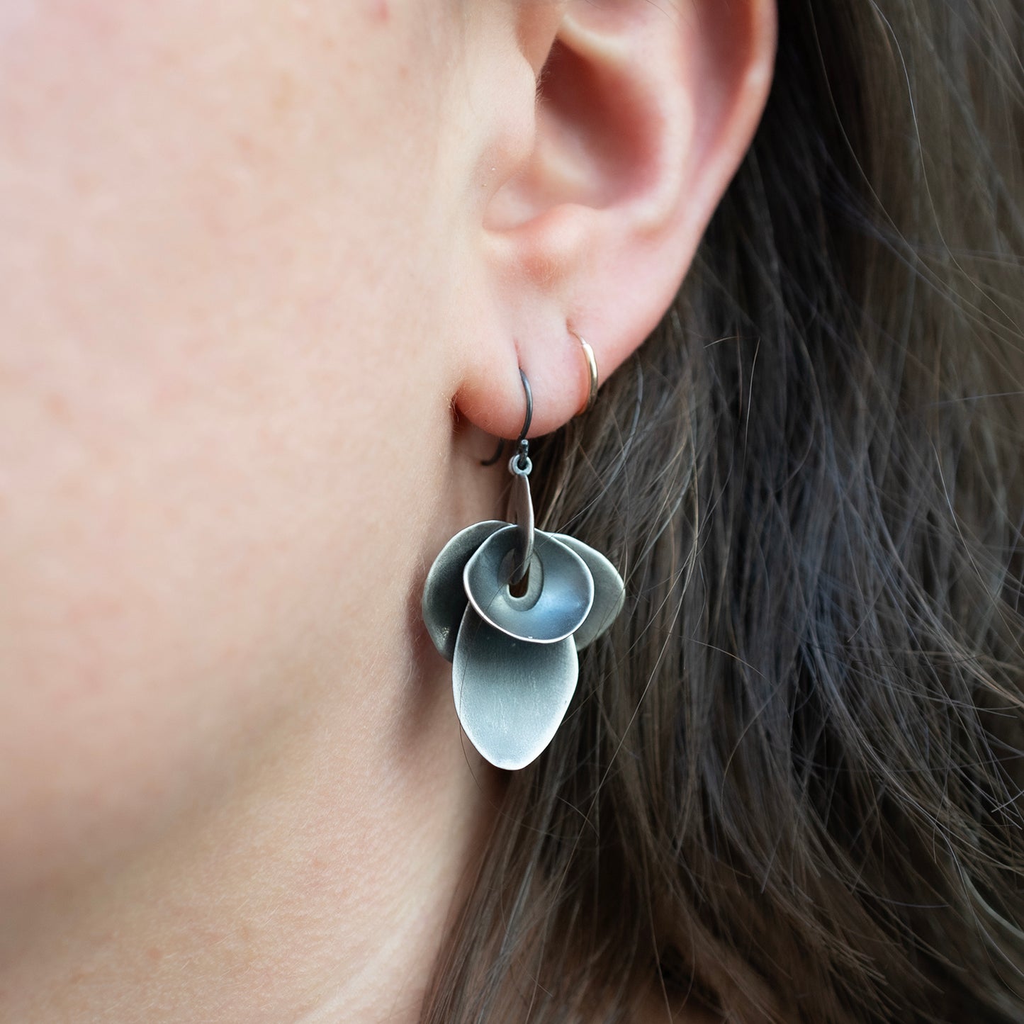 Large Silver Orchid Earrings