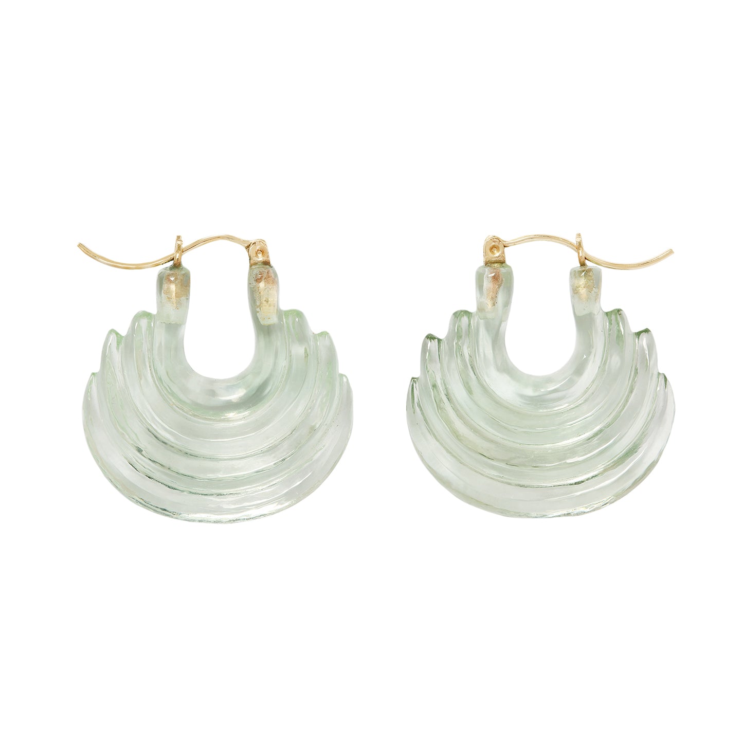Green Amethyst Carved Gong Hoops