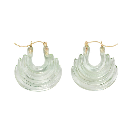 Green Amethyst Carved Gong Hoops