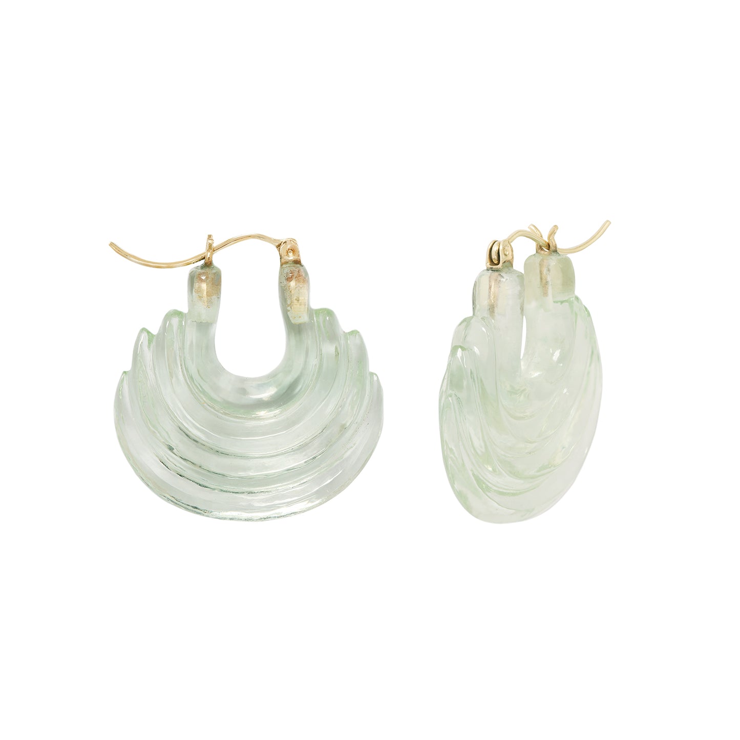 Green Amethyst Carved Gong Hoops