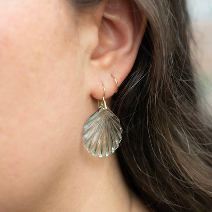 Green Amethyst Stone Fan Earring