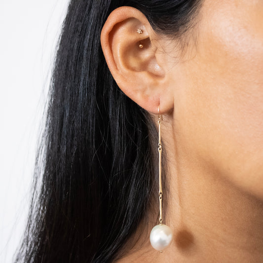 South Sea Pearl Cast Line Earrings