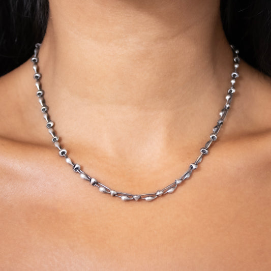 Organic Silver Pod Link Necklace