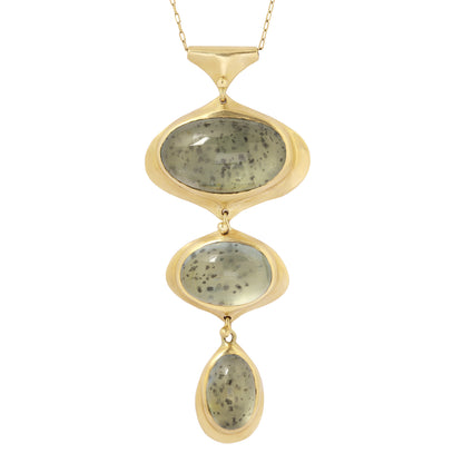 Moss Aqua Three Drop Bead Necklace