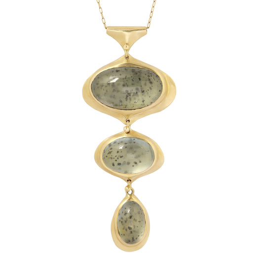 Moss Aqua Three Drop Bead Necklace