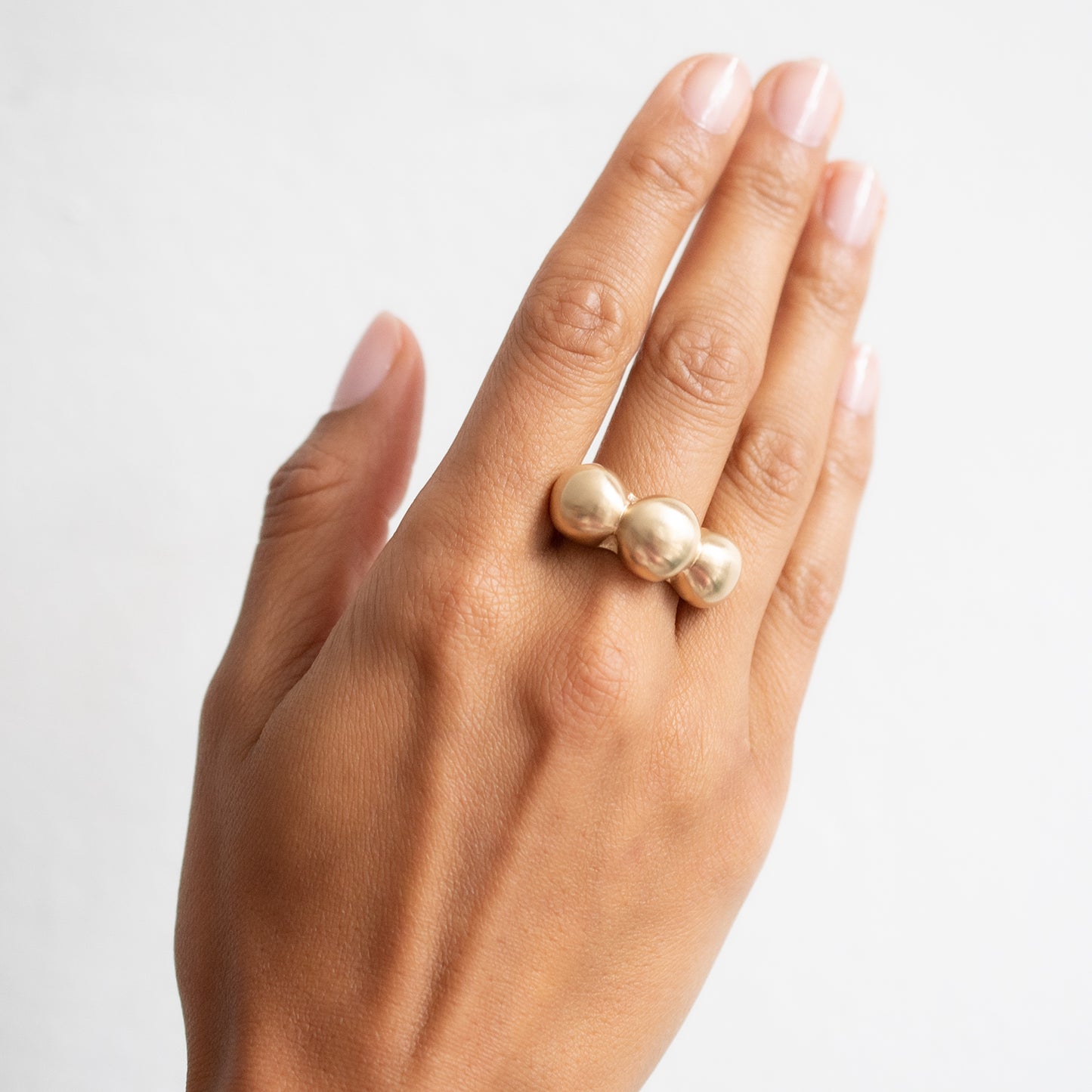 Gold Three Peony Buds Ring