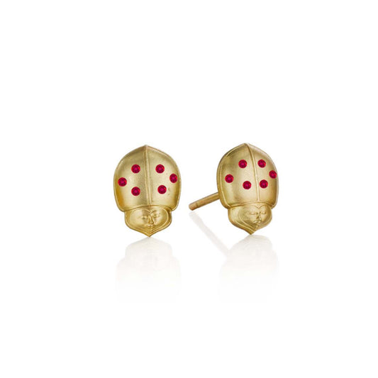 Tiny Ruby Winged Ladybug Studs