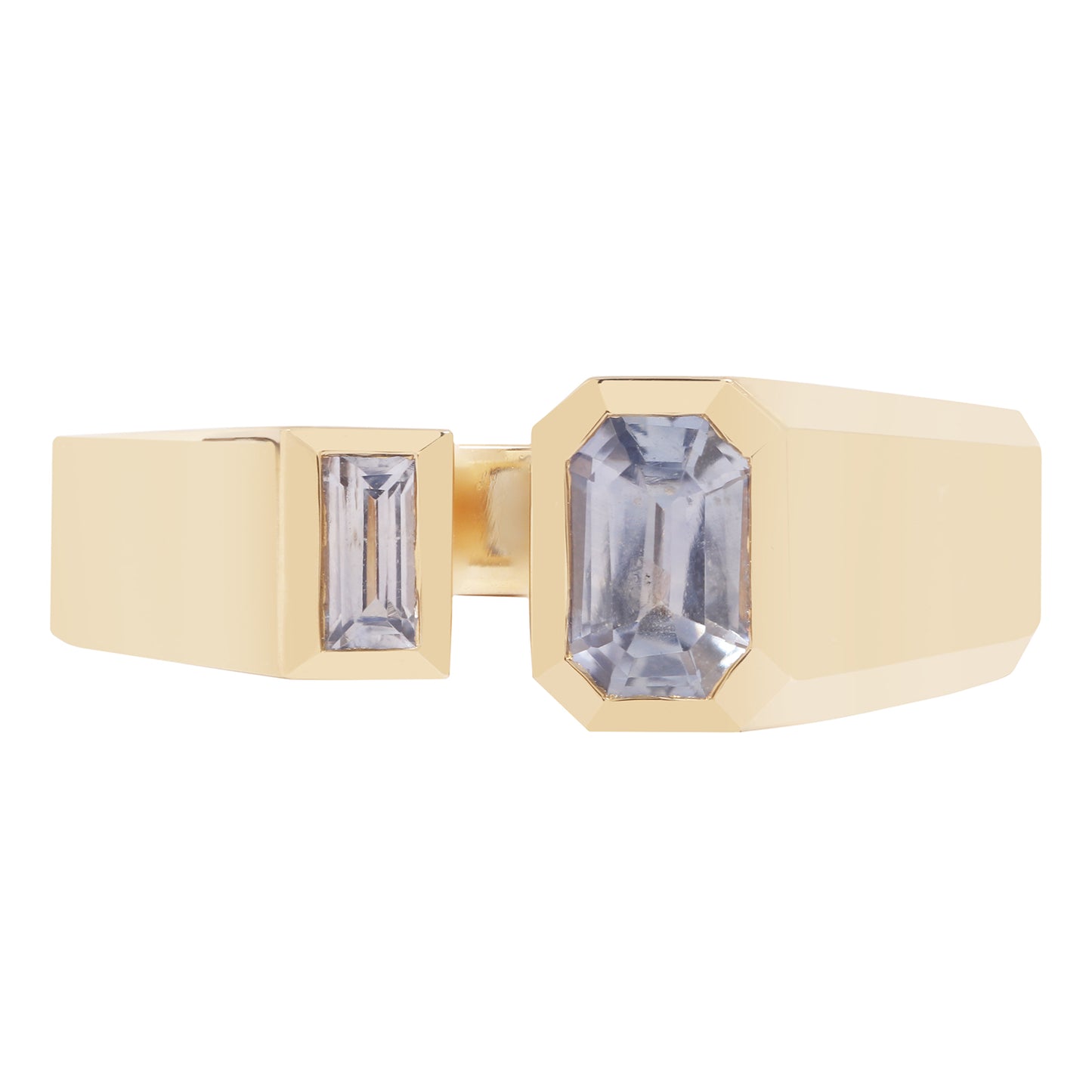 Emerald & Baguette Blue Sapphire Dyad Ring