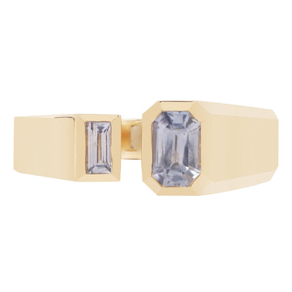 Emerald & Baguette Blue Sapphire Dyad Ring