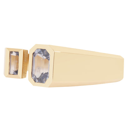 Emerald & Baguette Blue Sapphire Dyad Ring