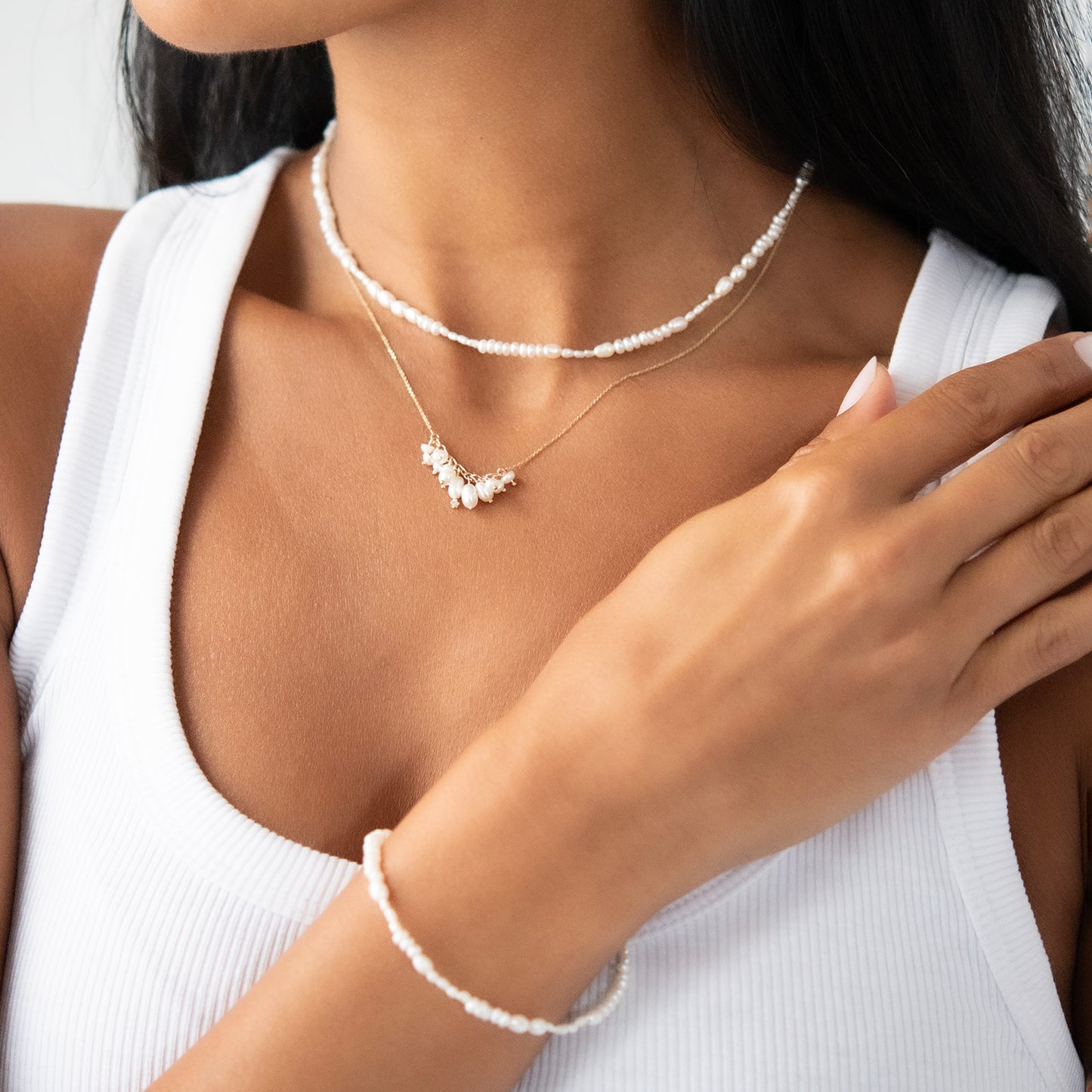 Shadow Diamond & Pearl Necklace