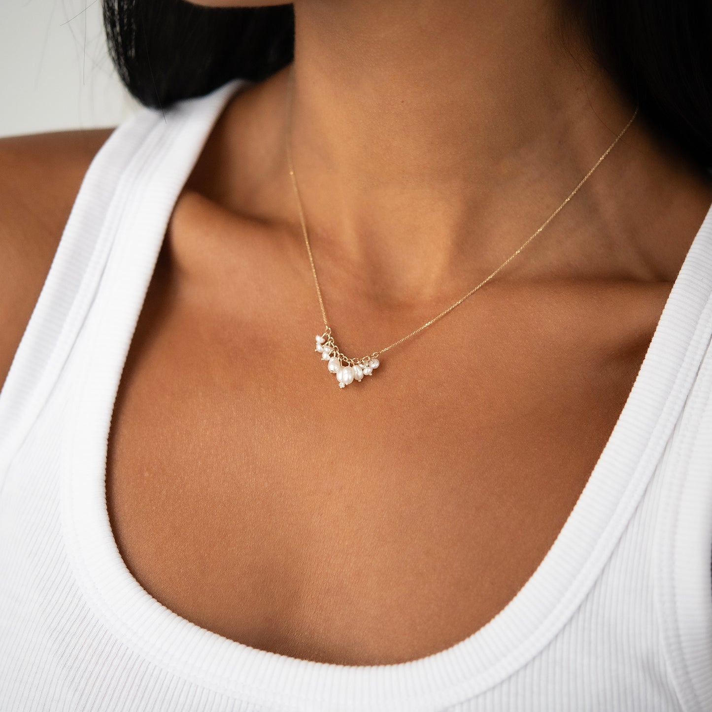 Shadow Diamond & Pearl Necklace