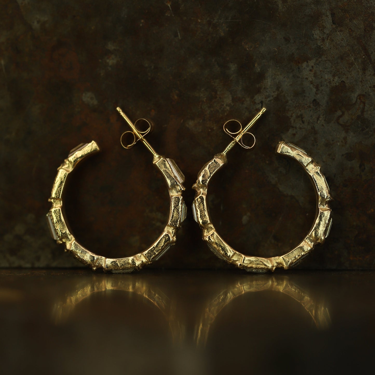 X Legacy Baguette Lemon Diamond Scatter Large Hoop Earrings