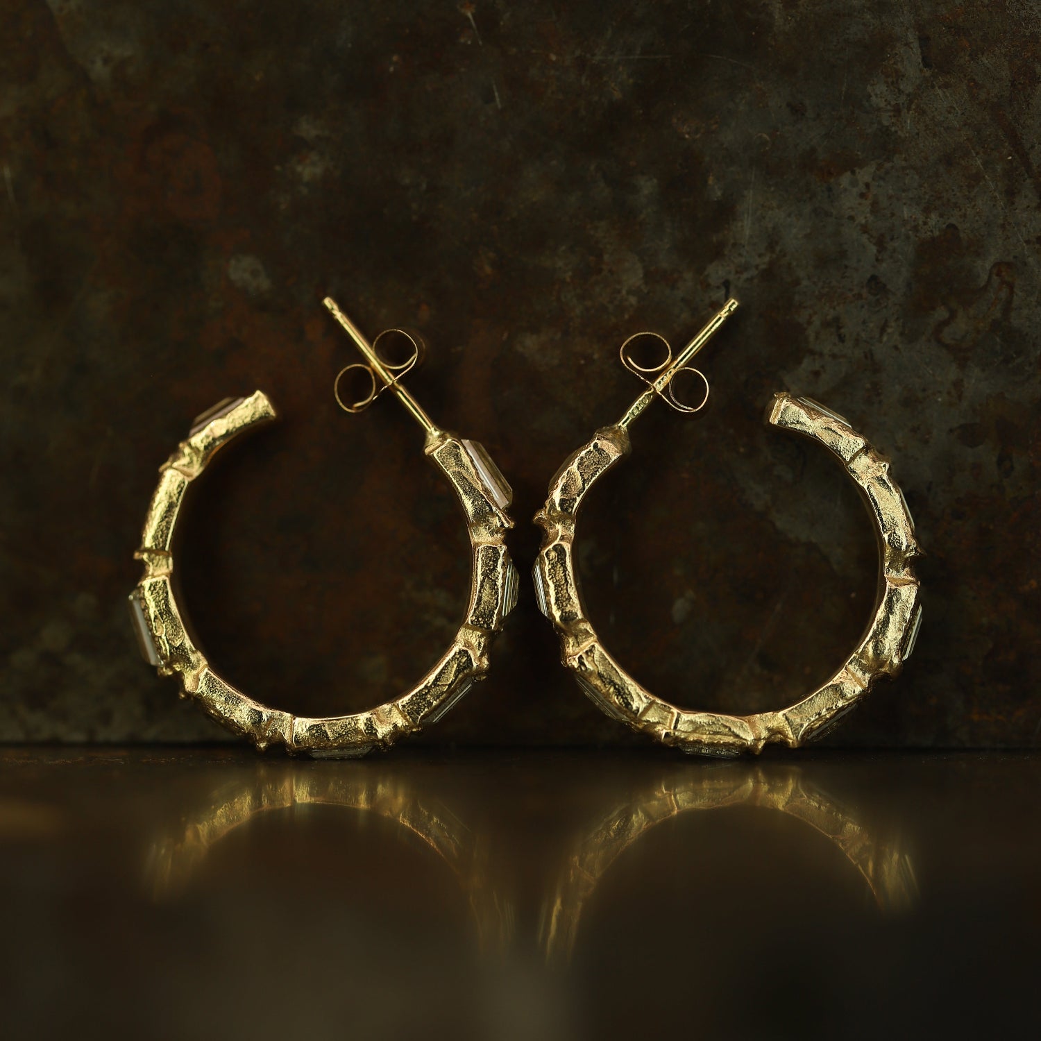 X Legacy Baguette Lemon Diamond Scatter Large Hoop Earrings