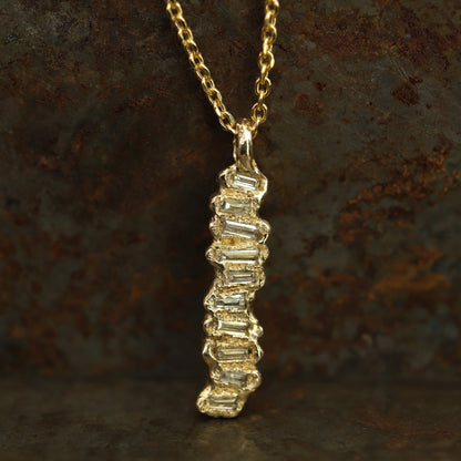 X Baguette Lemon Diamond Scatter Extra Large Necklace