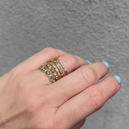 Ribbed Rose Cut Diamond Eclipse Ring
