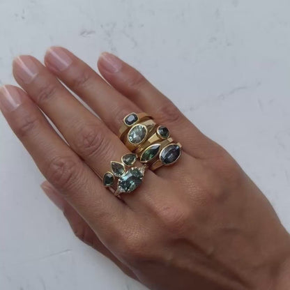 Empress Teal Sapphire & Diamond Ring