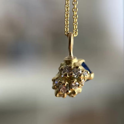 Blue Sapphire Tideworn Swivel Cluster Pendant