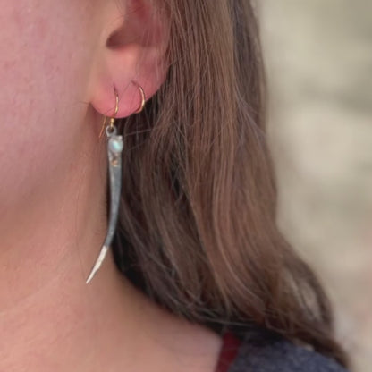 Moonstone Feather Earrings