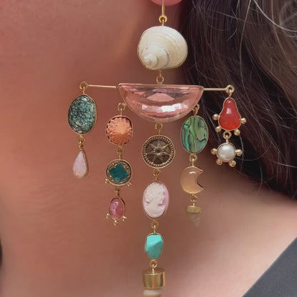Multi Charm Balance Drop Earrings