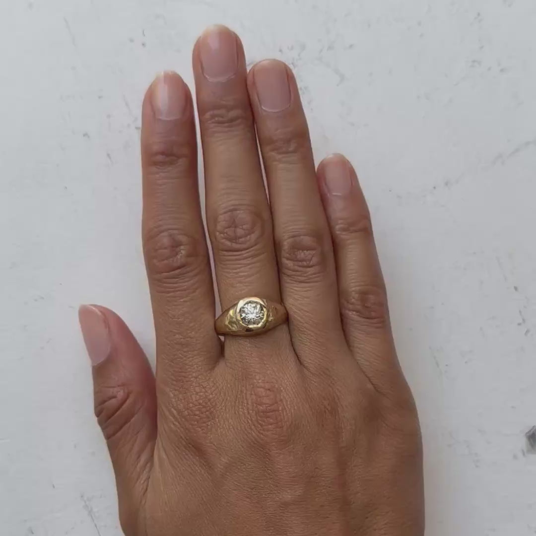 X 1ct Old Cut Diamond Signet Ring