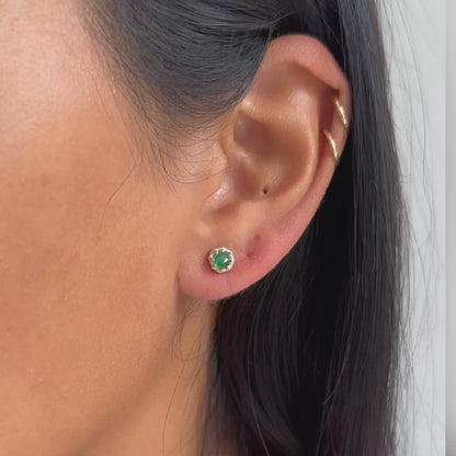 Tiny Emerald Studs