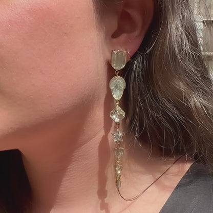 Star Seven Charm Drop Earrings