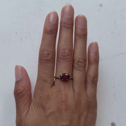 Crimson Garnet Solitaire Ring