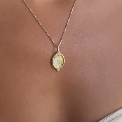 Enameled Moon & Diamond Charm