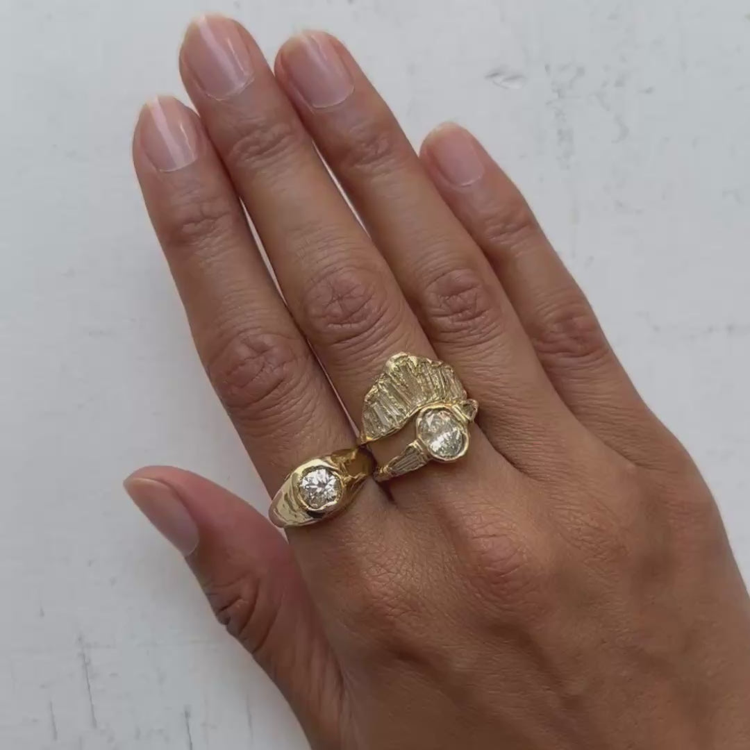 Armach Lemon Three Stone Diamond Organic Ring