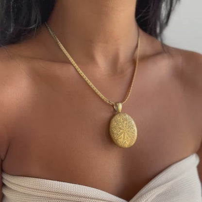 Large Engraved Tapestry Locket