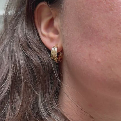 Mini Gold Sahara Ridge Hoop Earrings