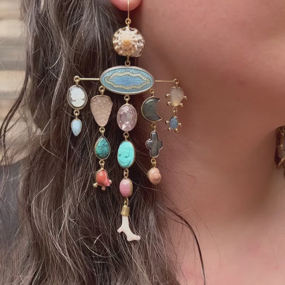 Multi Charm Balance Drop Earrings