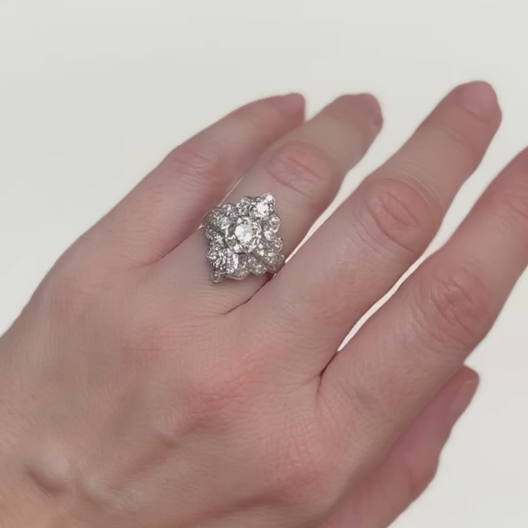 Platinum Art Deco Diamond Ring | ESQUELETO