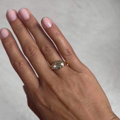 Yellow Diamond Oval Signet Ring