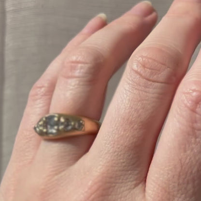 Five Light Gray Diamond Tapered Ring