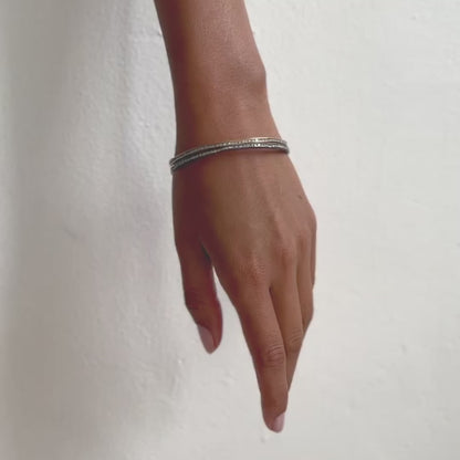 Silver & Diamond Fissure Bangle