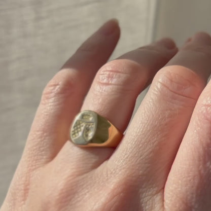Gold Double Shield Signet Ring