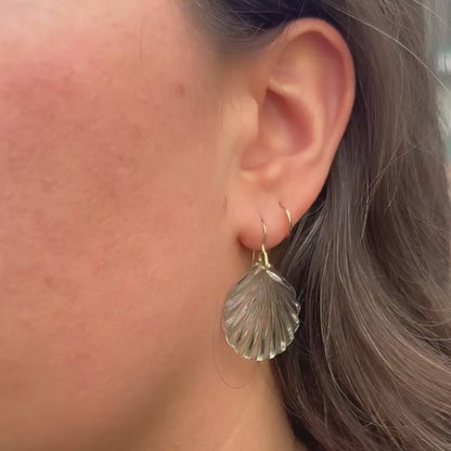 Green Amethyst Stone Fan Earring