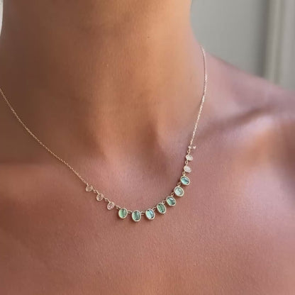 Multi Seafoam Green Tourmaline & Diamond Necklace