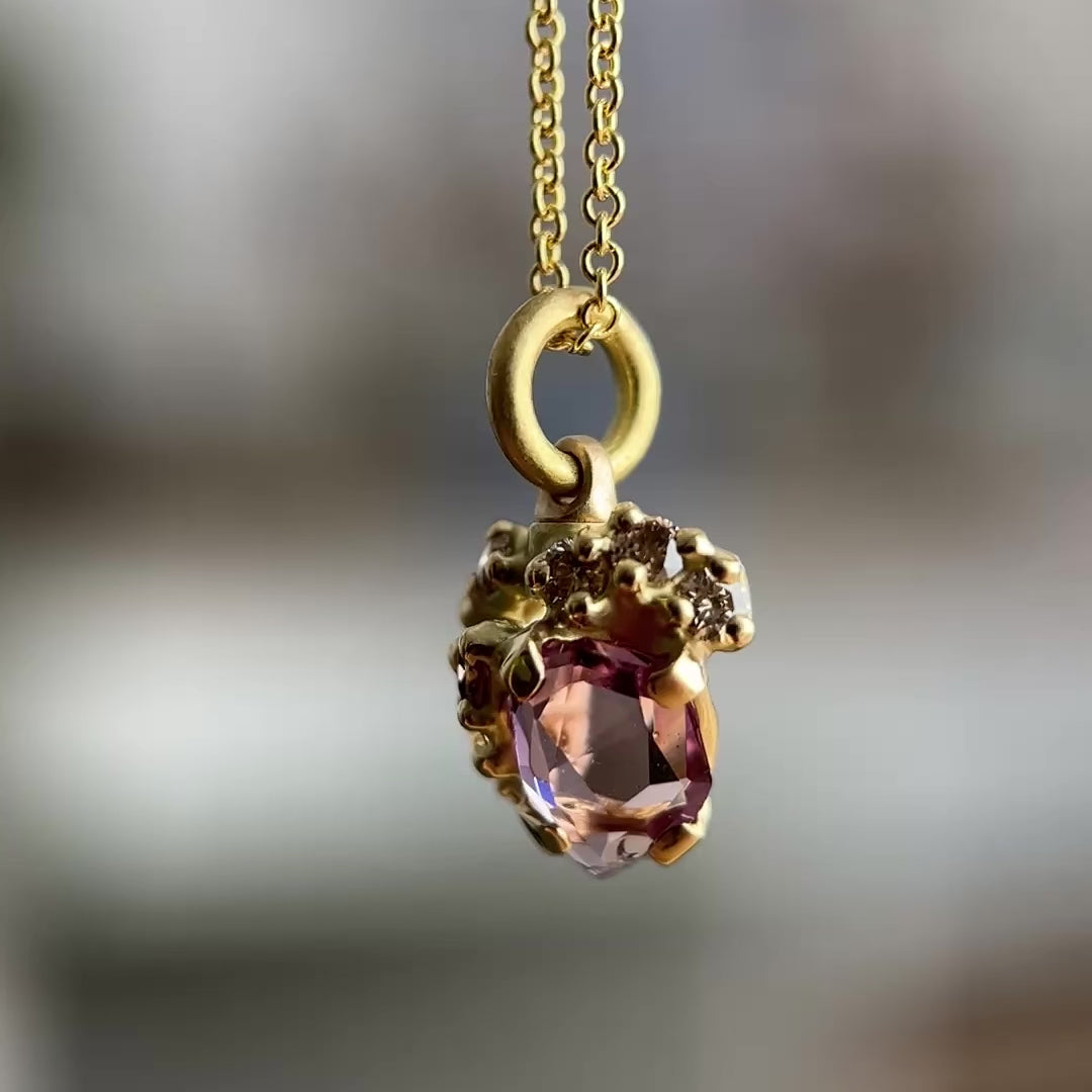 Amorphous Rose Sapphire Tideworn Cluster Pendant