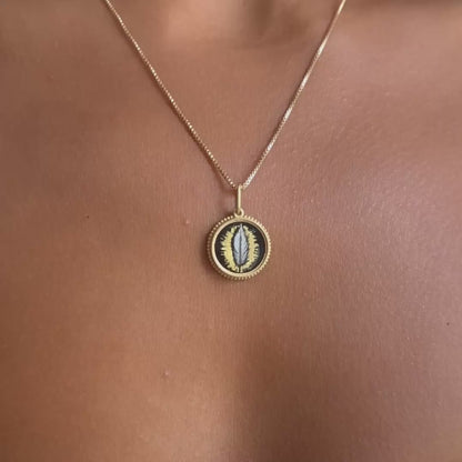 Gold Foil Enamel Feather Charm