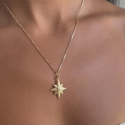 Medium Diamond North Star Satin Charm