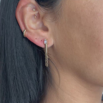 Gold Moonstone Torch Studs