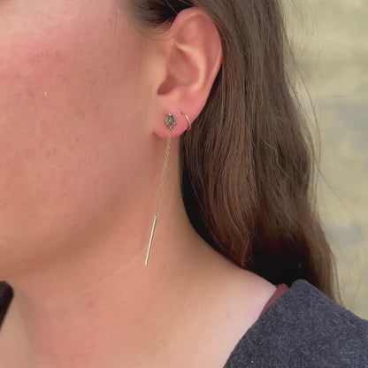 Gold Quartz Bar and Streamline Earrings