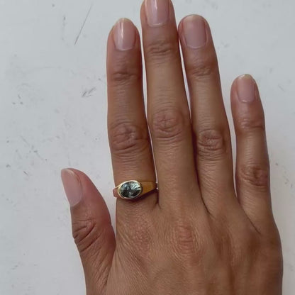 Teal Meadow Sapphire Signet Ring